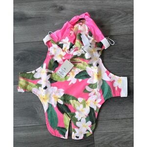 NWT Tommy Bahama M Dog Raincoat W/ Hood Reversible Pink Floral Tropical Fashion
